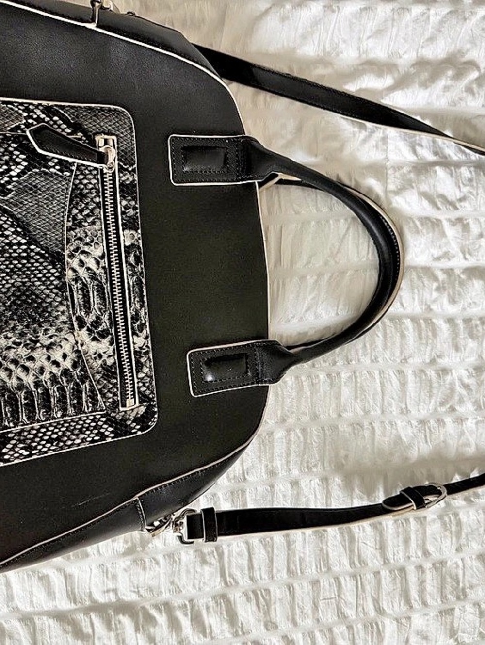 Vera Bradley Python Bowler Satchel Black & Blue